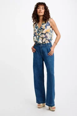 Morgan Jeans|Calças-Calça perna de perna larga Azul