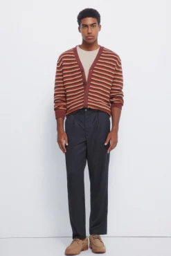 Springfield Calças-Calça retas com pregas, corte largo cinzento