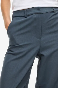 Vila Calças-Calça social reta com viscose Azul