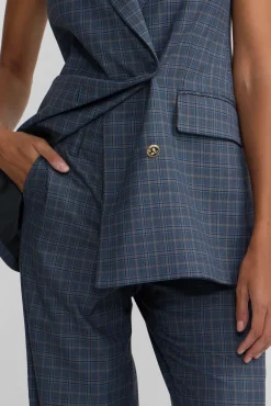 Silbon Calças-Calça social xadrez Azul