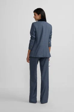 Silbon Calças-Calça social xadrez Azul