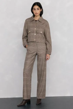 Pedro del Hierro Fatos|Calças-Calça xadrez de Harry Marrom