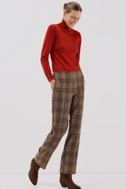 Cortefiel Fatos|Calças-Calça xadrez feminina Castanho