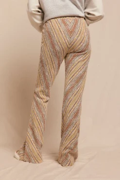 Slowlove Calças-Calças à boca de sino de malha Castanho