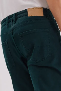 Cortefiel Jeans|Calças-Calças 5 bolsos cor regular fit Verde