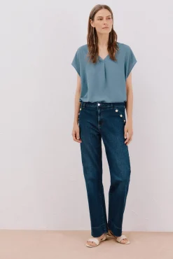 Cortefiel Jeans|Calças-Calças buttons Azul