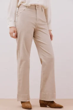 Cortefiel Jeans|Calças-Calças buttons Ecru