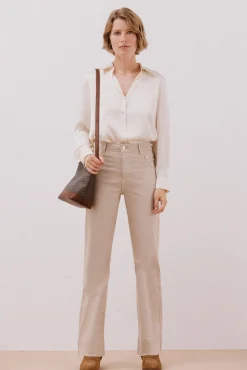 Cortefiel Jeans|Calças-Calças buttons Ecru