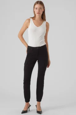 Vero Moda Jeans|Calças-Calças cargo tornozelo Preto