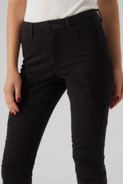 Vero Moda Jeans|Calças-Calças cargo tornozelo Preto