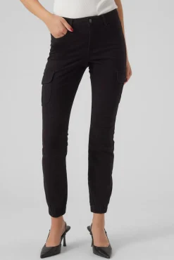 Vero Moda Jeans|Calças-Calças cargo tornozelo Preto
