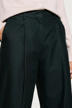 Selected Calças-Calças chino com pregas. Preto