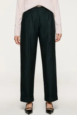 Selected Calças-Calças chino com pregas. Preto