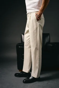 OOTO Calças|Chinos-Calças chino pinças Ecru