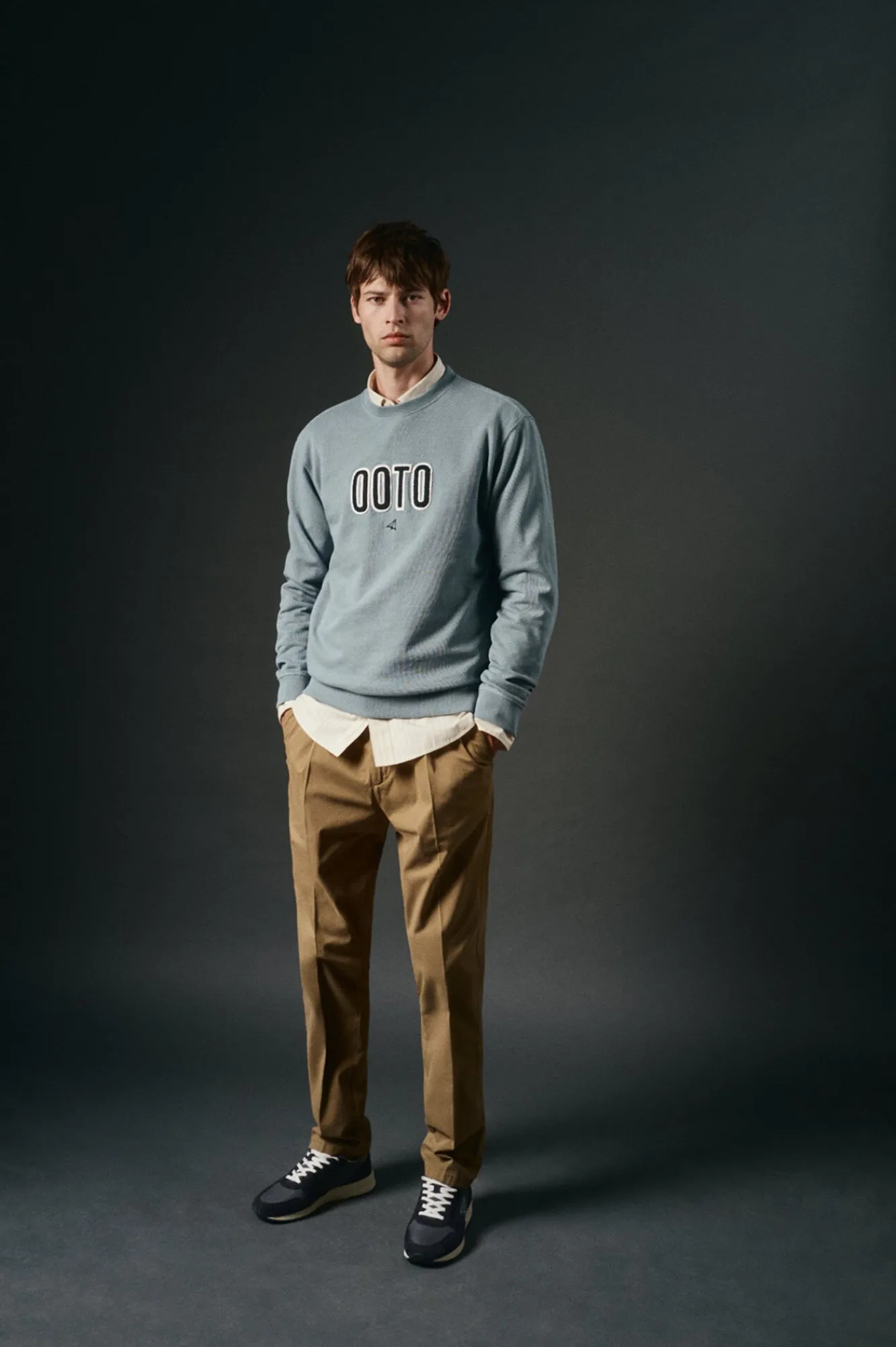 OOTO Calças|Chinos-Calças chino pinças Castanho