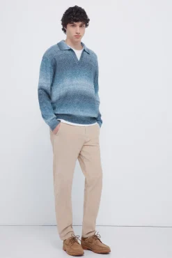 Springfield Calças|Chinos-Calças chino slim fit confortável de veludo cotelê lavado bege