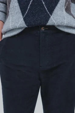 Springfield Calças|Chinos-Calças chino slim fit de veludo cotelê micro azul