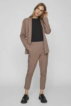 Vila Calças-Calças cintura elástica Castanho