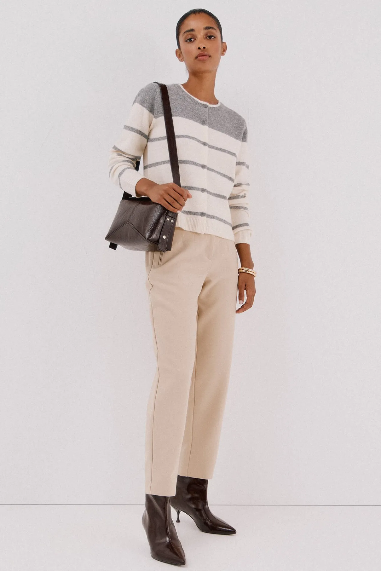 Cortefiel Calças-Calças com zíper Tostado