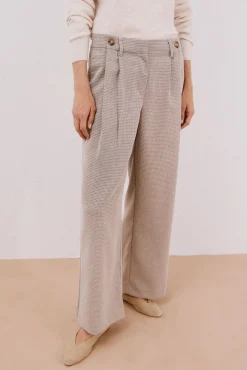 Cortefiel Calças-Calças compridas e largas com pregas Tostado