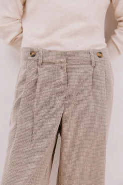 Cortefiel Calças-Calças compridas e largas com pregas Tostado