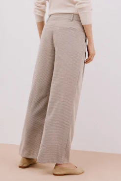 Cortefiel Calças-Calças compridas e largas com pregas Tostado