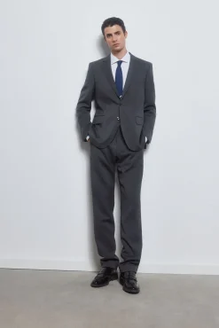 Pedro del Hierro Calças|Calças Clássicas-Calças de alfaiataria lisas e bielásticas Cizento