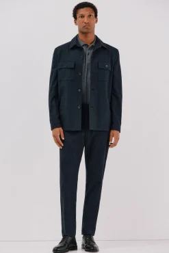 Cortefiel Calças|Calças Clássicas-Calças de algodão micro-xadrez Azul