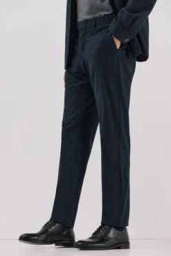 Cortefiel Calças|Calças Clássicas-Calças de algodão micro-xadrez Azul