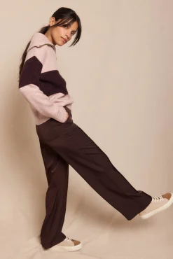 Slowlove Calças-Calças de cetim Castanho