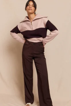 Slowlove Calças-Calças de cetim Castanho