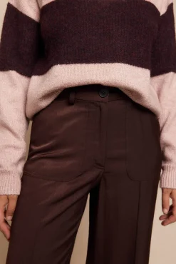 Slowlove Calças-Calças de cetim Castanho