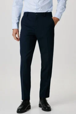Selected Calças|Calças Clássicas-Calças de fato Slim Fit com lã Azul
