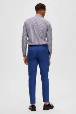 Selected Calças|Calças Clássicas-Calças de fato Slim Fit com lã Azul
