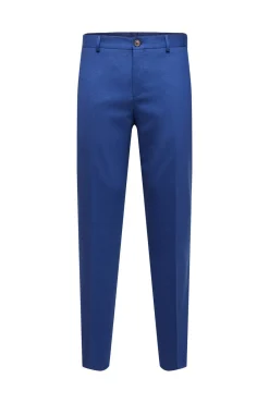 Selected Calças|Calças Clássicas-Calças de fato Slim Fit com lã Azul