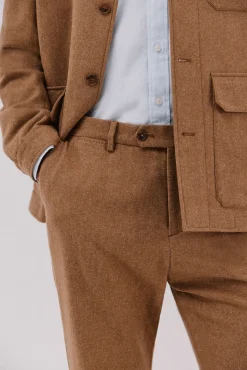Cortefiel Calças|Calças Clássicas-Calças de lã de camelo Castanho