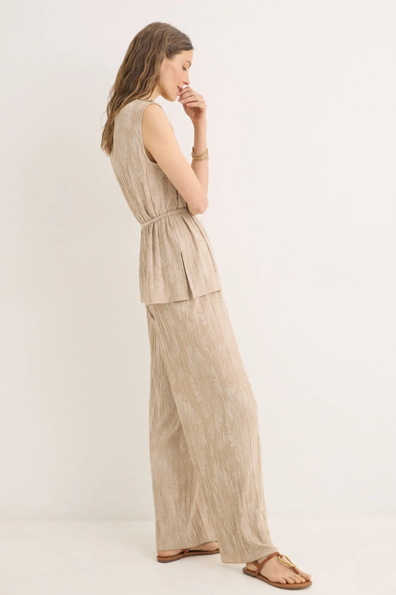 Cortefiel Calças-Calças de malha jacquard Castanho