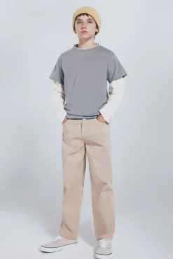 Springfield Kids Calças-Calças de perna larga com 5 bolsos para menino bege