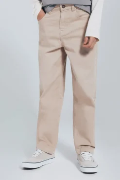 Springfield Kids Calças-Calças de perna larga com 5 bolsos para menino bege