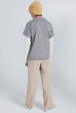 Springfield Kids Calças-Calças de perna larga com 5 bolsos para menino bege