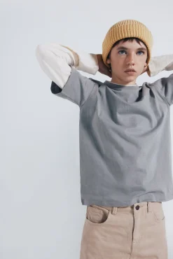 Springfield Kids Calças-Calças de perna larga com 5 bolsos para menino bege