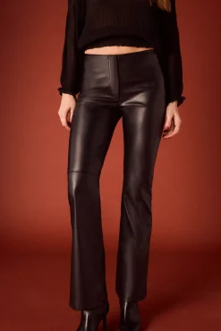 Slowlove Calças-Calças de símile pele. Preto