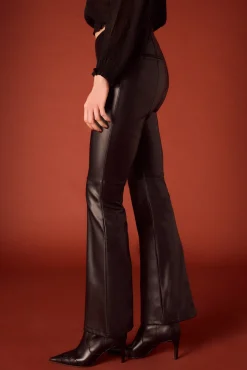 Slowlove Calças-Calças de símile pele. Preto