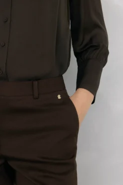 Pedro del Hierro Calças-Calças de terno flare Marrom