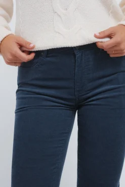 Springfield Calças-Calças de veludo cotelê com boca de sino baixa azul