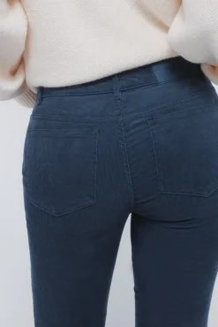 Springfield Calças-Calças de veludo cotelê com boca de sino baixa azul