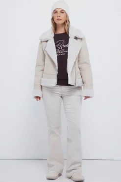 Springfield Calças-Calças de veludo cotelê com boca de sino baixa cru