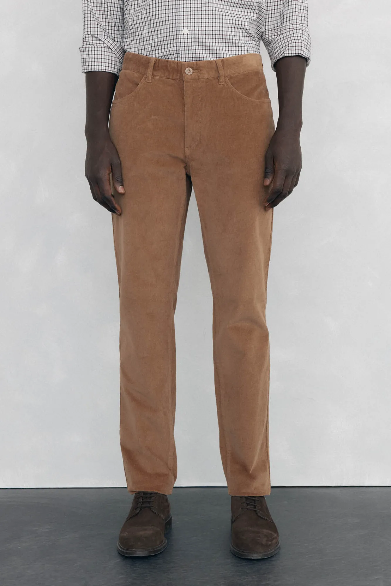 Pedro del Hierro Calças-Calças de veludo slim fit com 5 bolsos Marrom