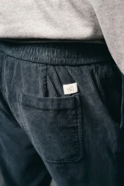 OOTO Calças-Calças de veludo veludo com elástico Azul