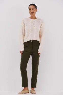 Cortefiel Calças-Calças elásticas confortáveis Verde